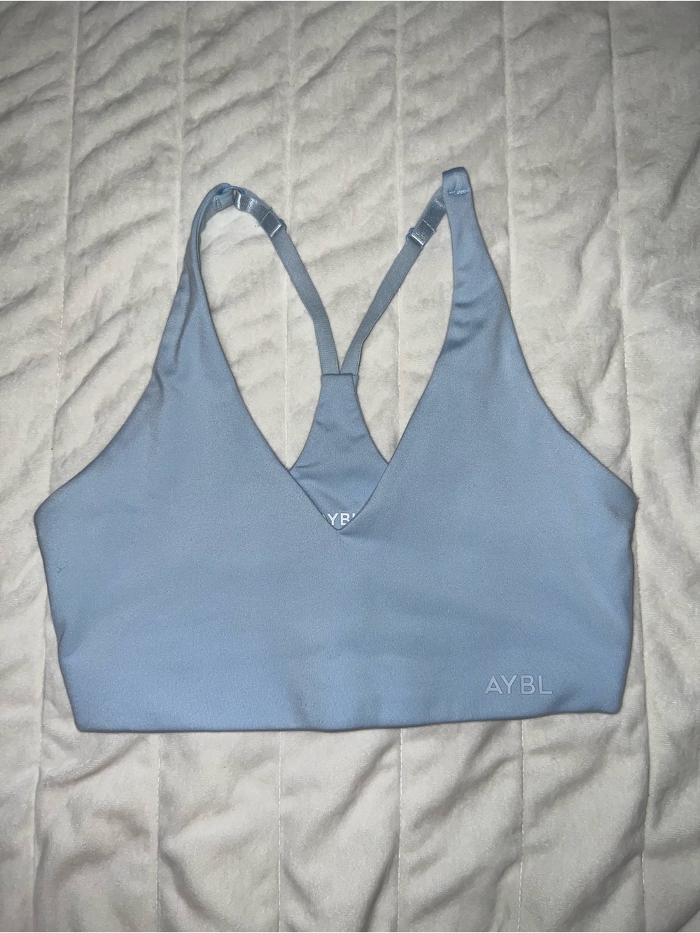AYBL Powder Blue V-Neck Racerback Sports Bra
